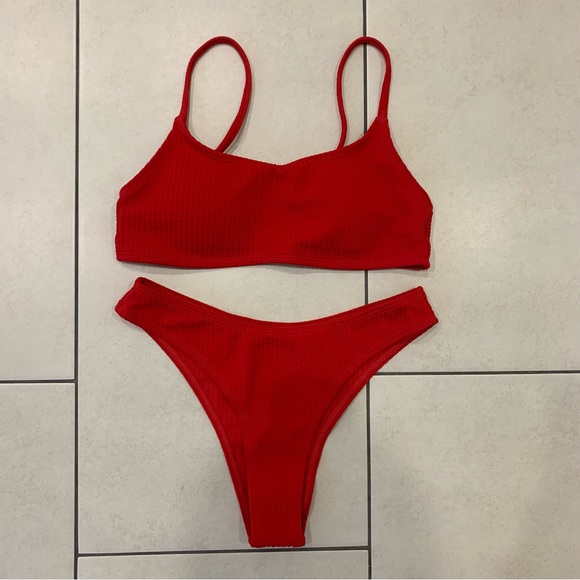 Shein Basics Ribbed Bikini Set Wireless Bra Top & Hipster Bikini Bottom Sz XS - Picture 3 of 9